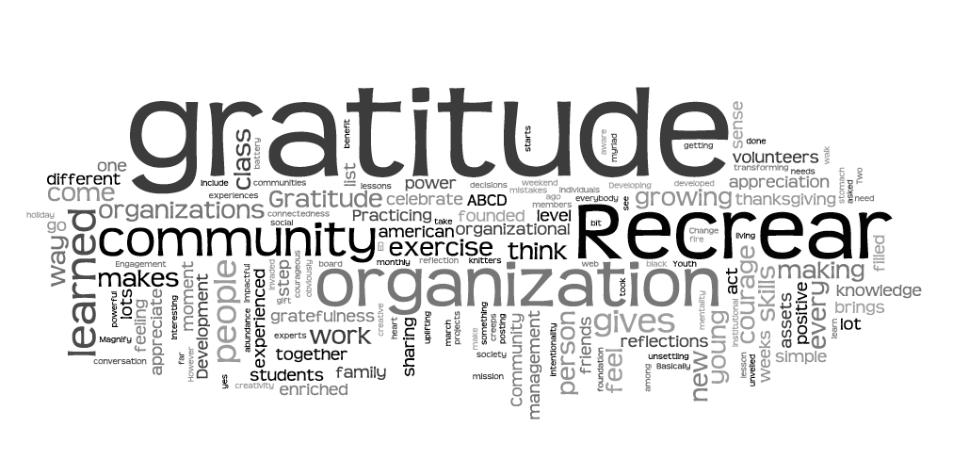 Recrear, gratitude